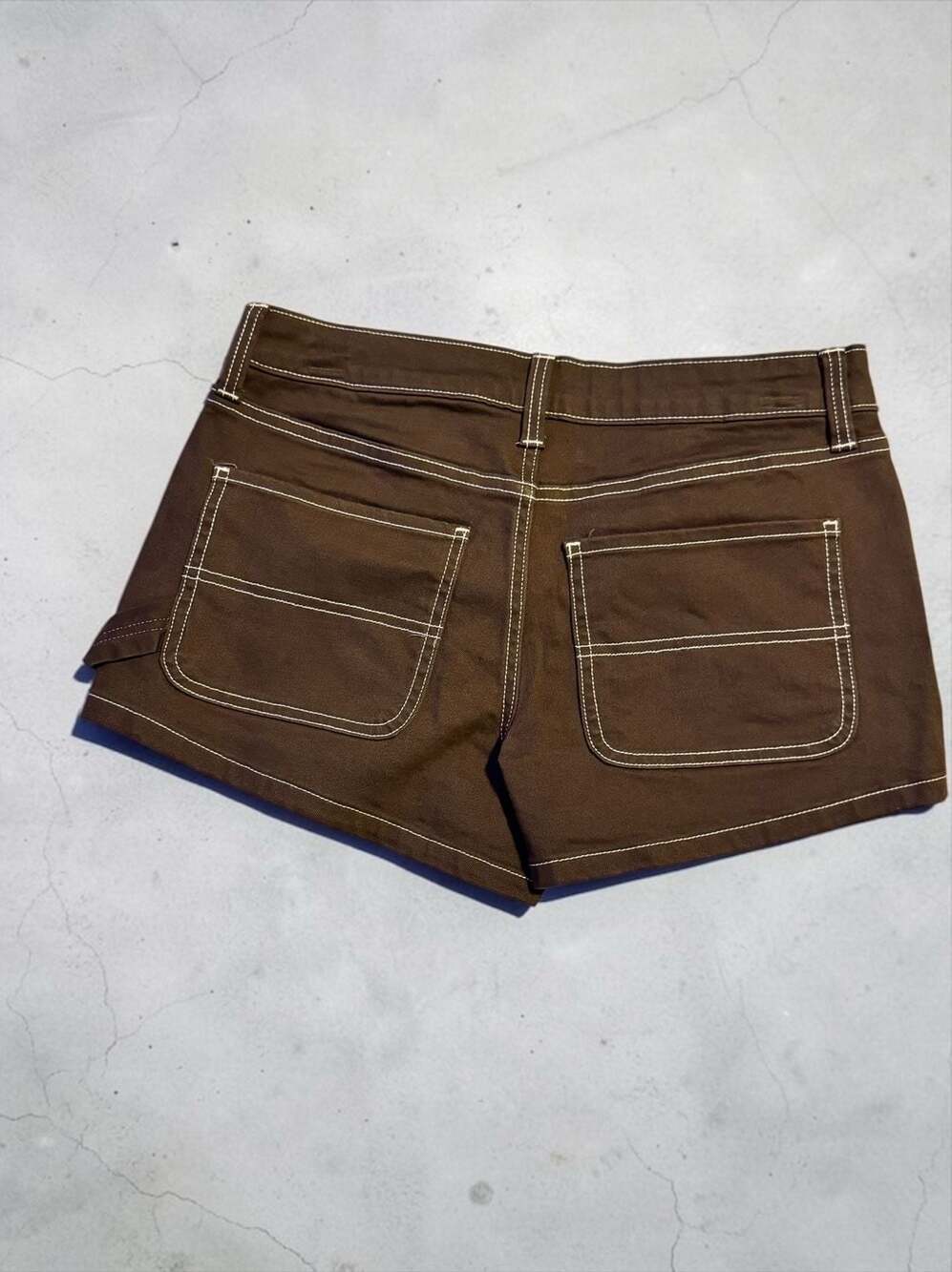 No Boundaries Brown Contrast Stitch Utility Shorts Size 6 - Picture 2 of 3